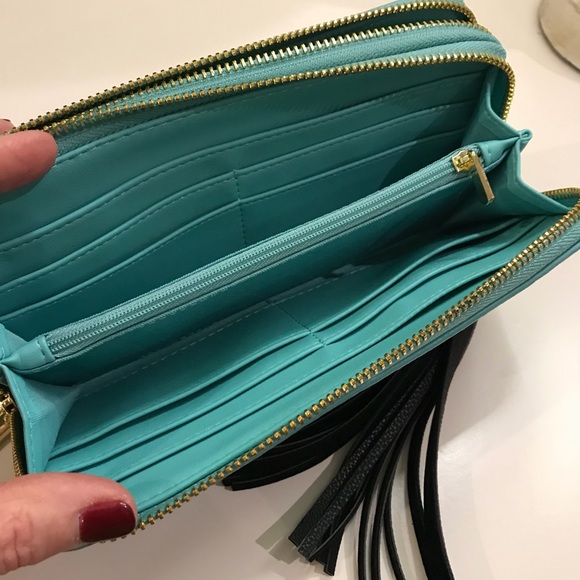 Turquoise Black & Gold Wallet - Wristlet NWOT 8x4 - Picture 6 of 8